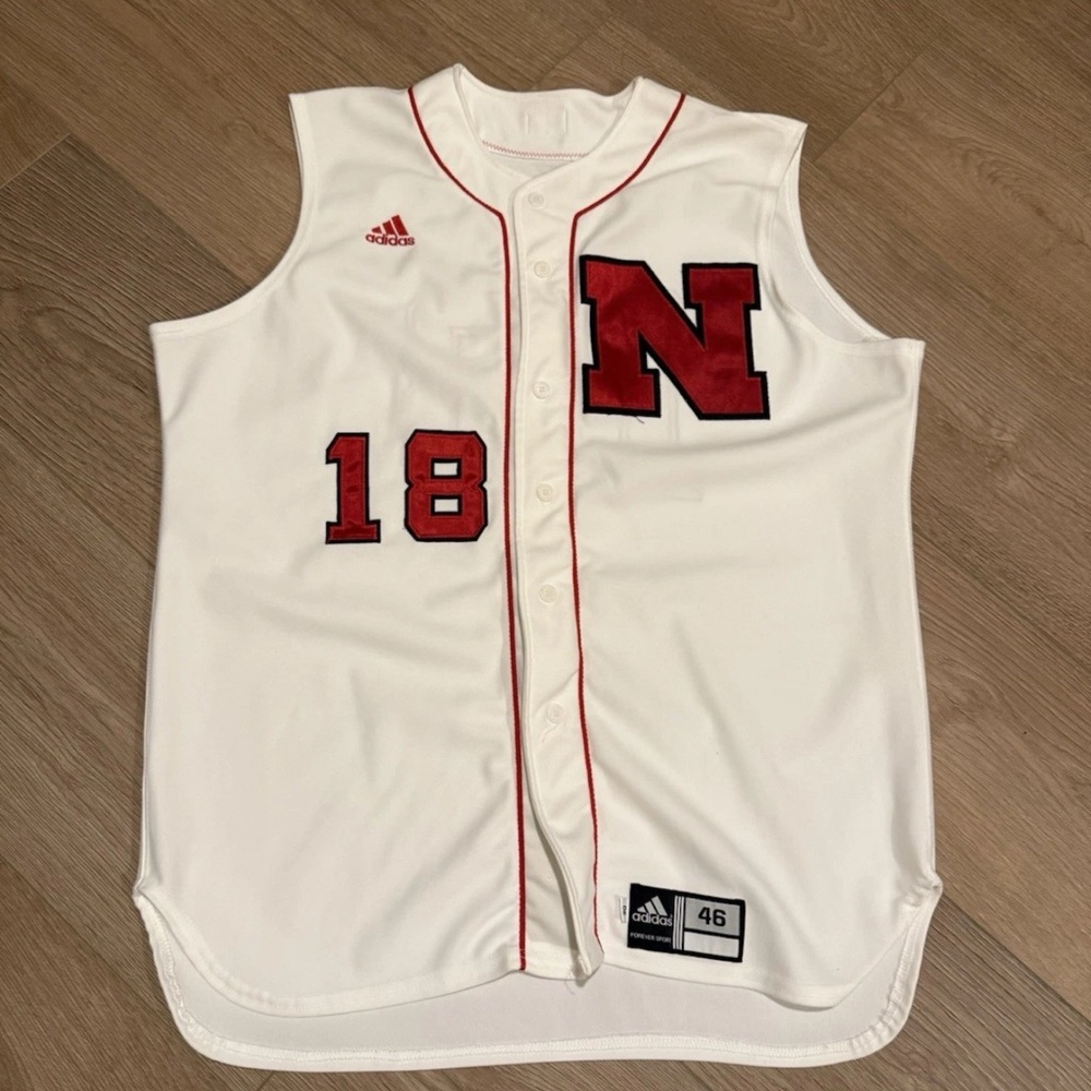 Adidas Nebraska Sleeveless softball Jersey size 46